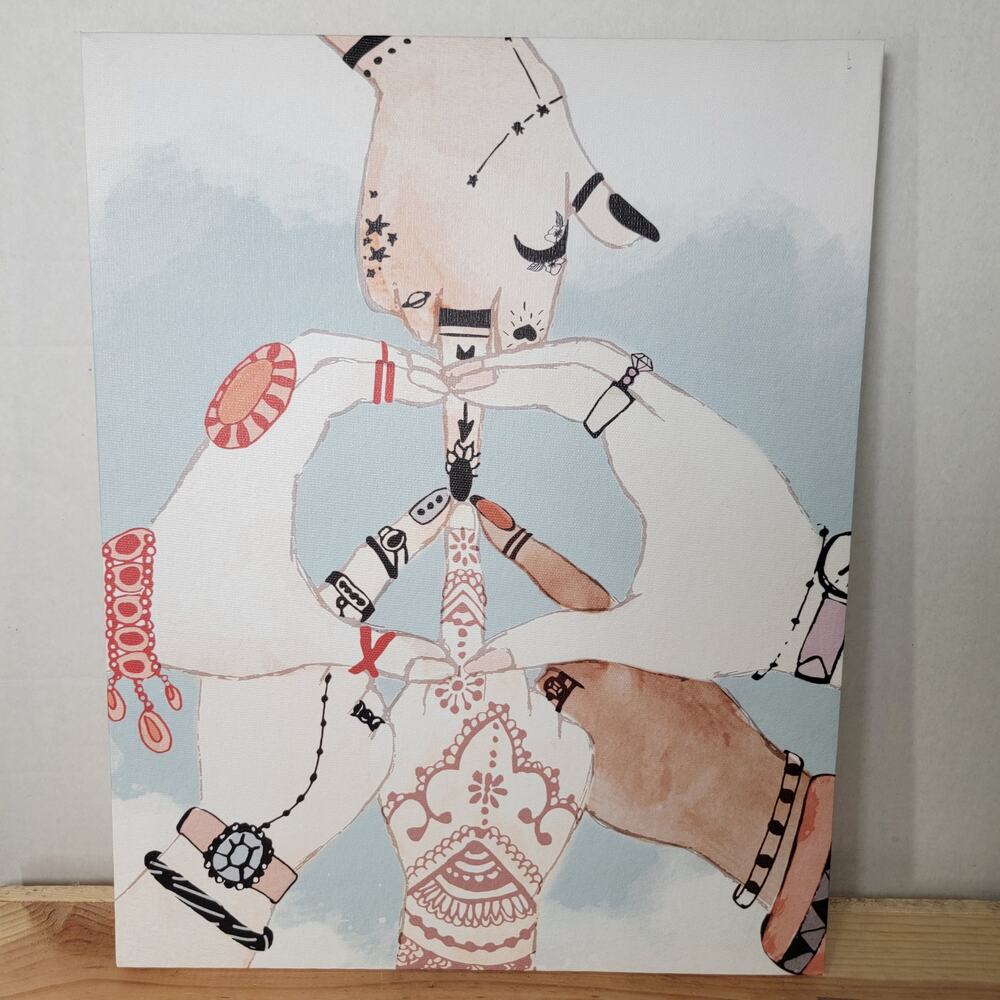 Earthbound Trading Co. Diverse Unity Peace Hands on Canvas 11" x 14"